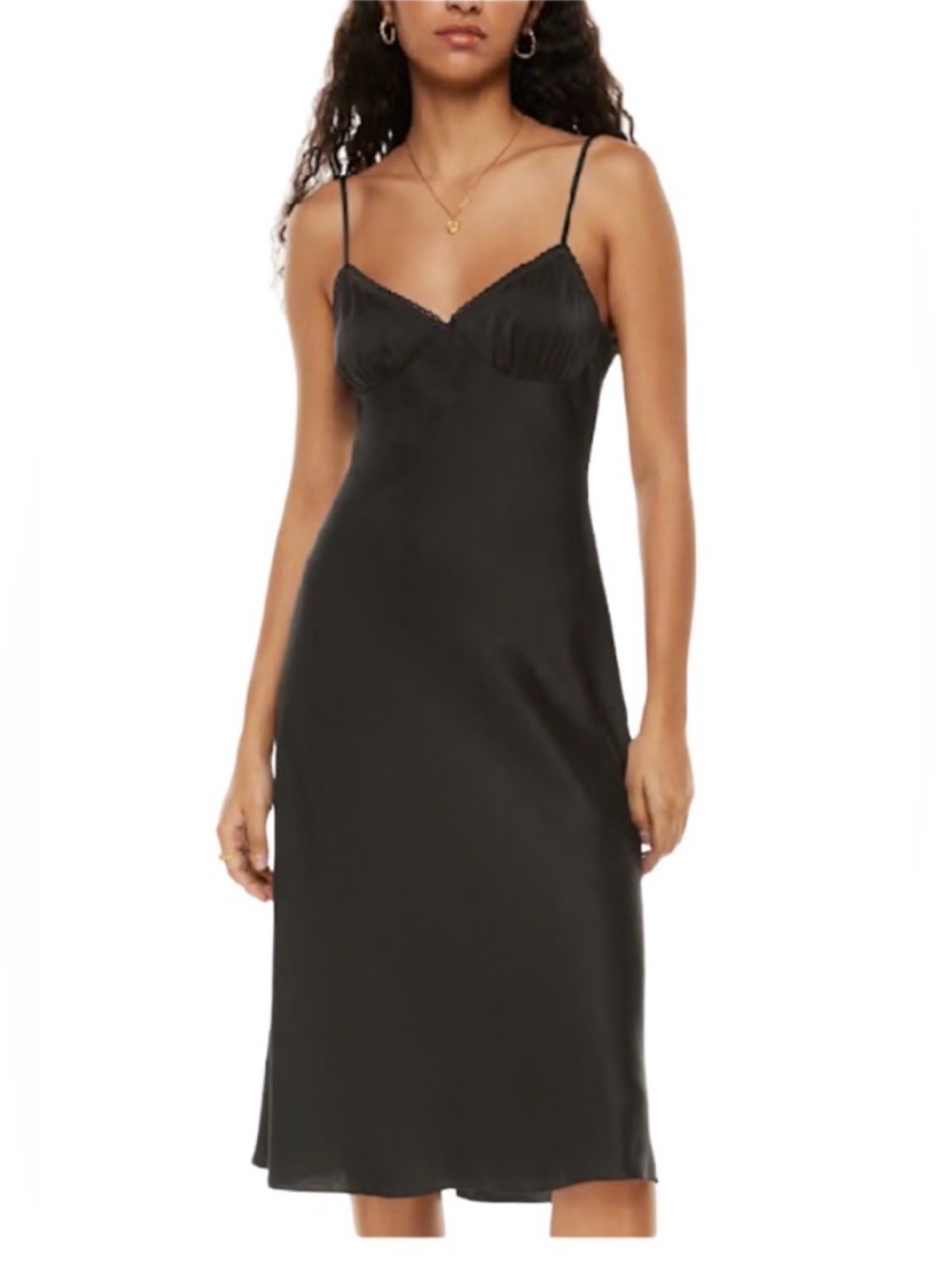 Wilfred Classical Satin Slip Dress in Black – Size Small – Like New